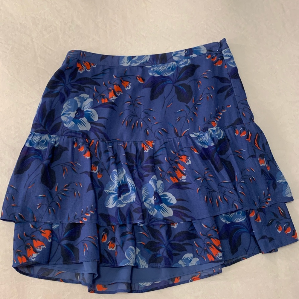 LOFT Blue Ruffle Floral Skirt